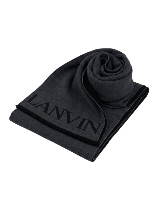 Lanvin Soft Luxurious 100% Wool Gray Fringe Scarf