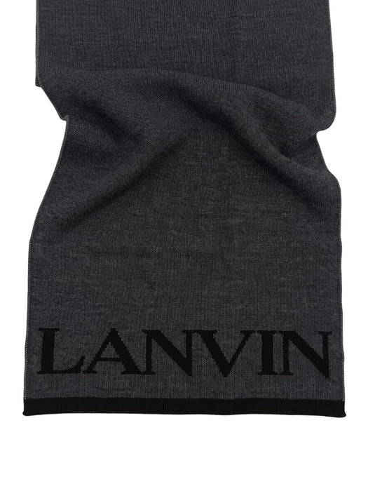 Lanvin Soft Luxurious 100% Wool Gray Fringe Scarf