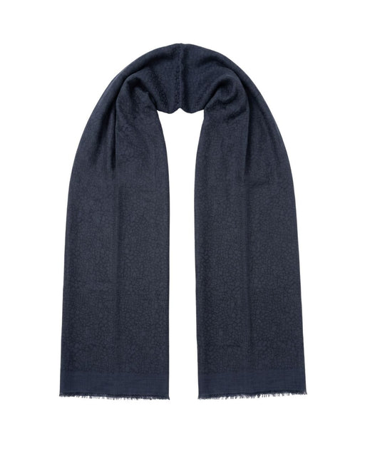 Lanvin Soft Luxurious 100% Wool Blue Fringe Scarf