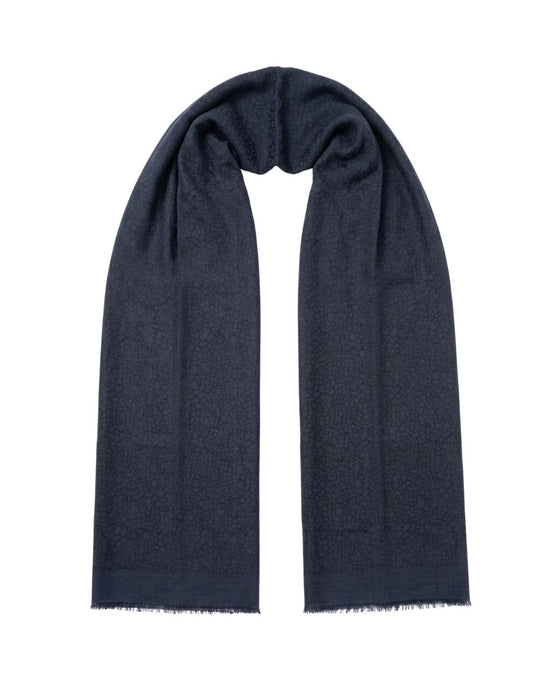 Lanvin Soft Luxurious 100% Wool Blue Fringe Scarf