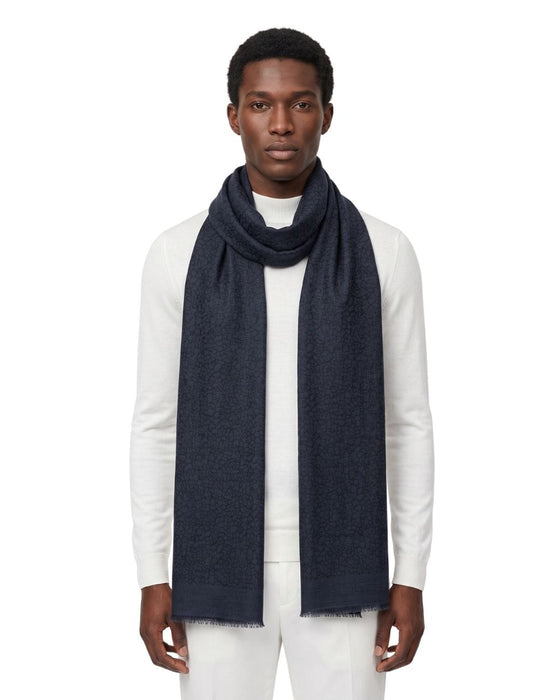 Lanvin Soft Luxurious 100% Wool Blue Fringe Scarf