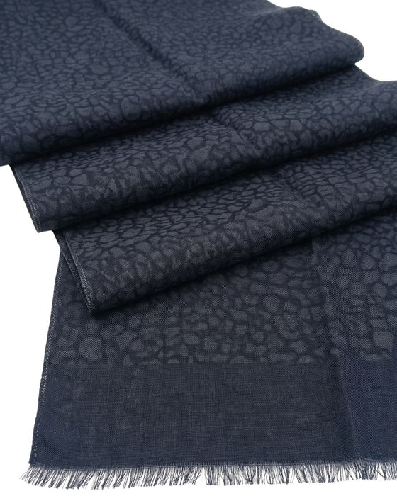 Lanvin Soft Luxurious 100% Wool Blue Fringe Scarf