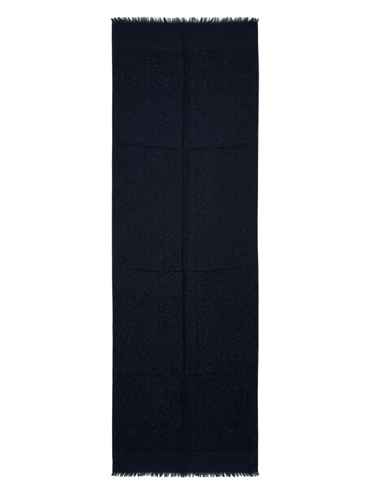Lanvin Soft Luxurious 100% Wool Blue Fringe Scarf