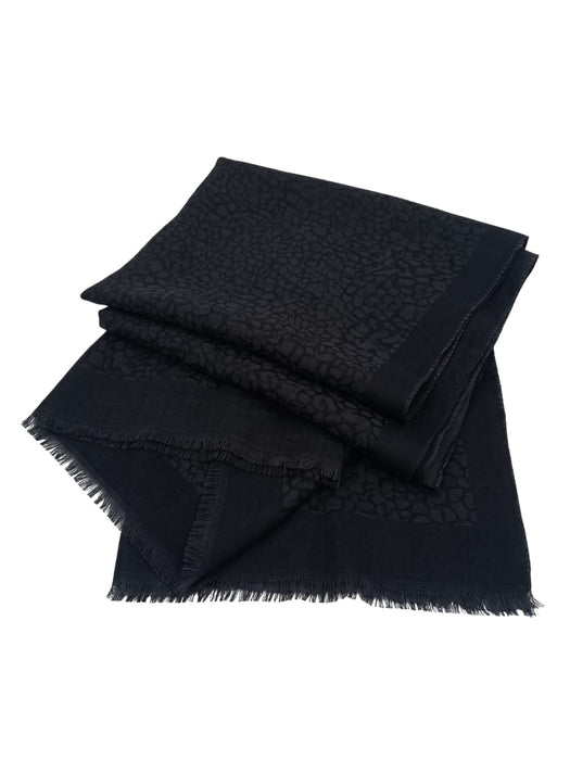 Lanvin Soft Luxurious 100% Wool Blue Fringe Scarf