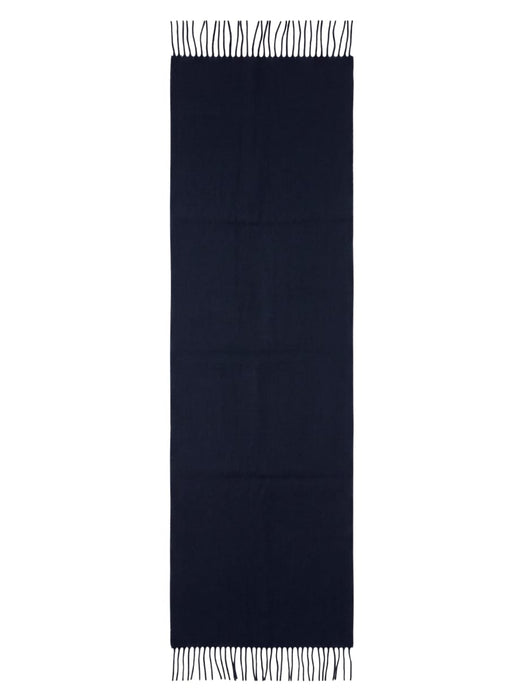 Lanvin Soft Luxurious 100% Wool Navy Fringe Scarf