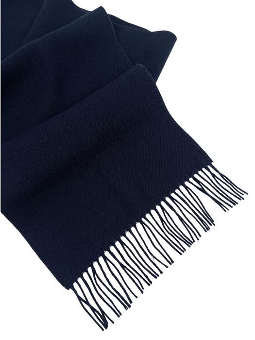 Lanvin Soft Luxurious 100% Wool Navy Fringe Scarf