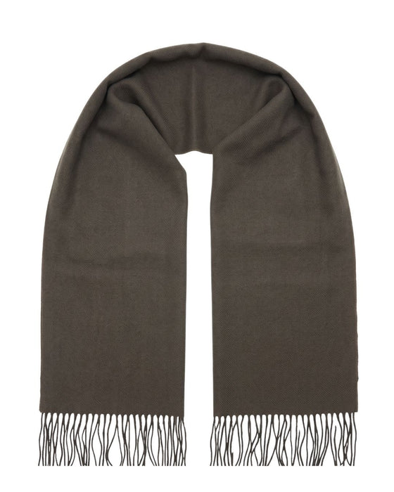 Lanvin Soft Luxurious Cashmere and Wool Army Green Fringe Scarf