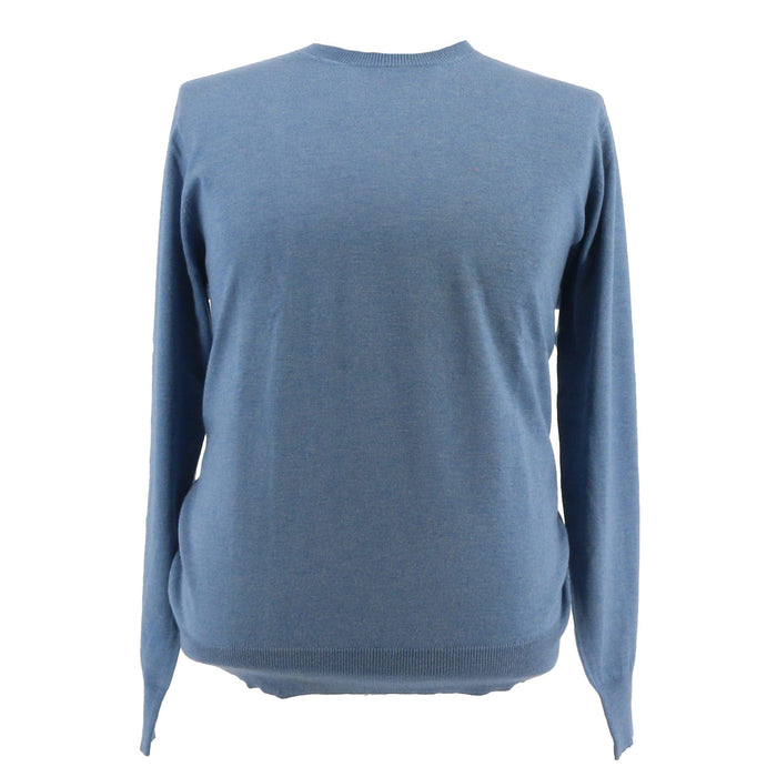 Maglierie di Perugia Cashmere Silk Blend Mens Blue Crewneck Sweater-XXL