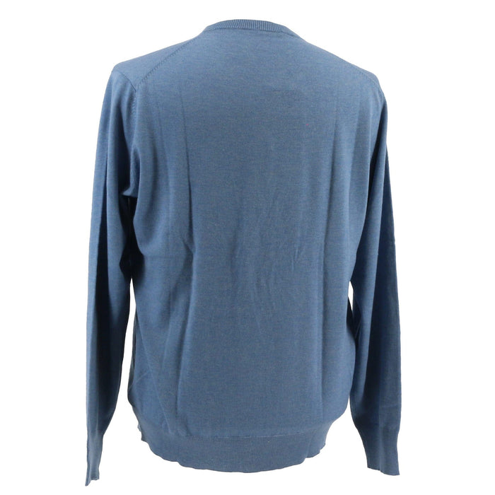 Maglierie di Perugia Cashmere Silk Blend Mens Blue Crewneck Sweater-XXL