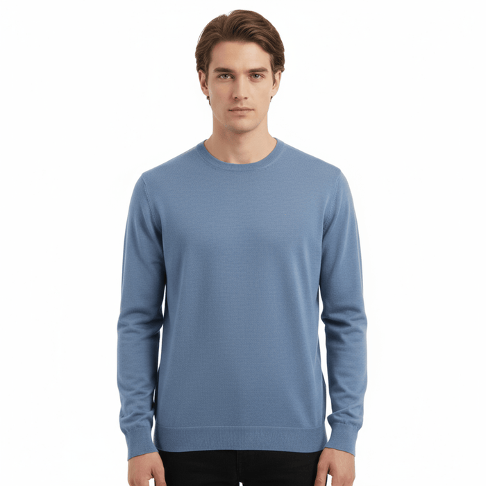 Maglierie di Perugia Cashmere Silk Blend Mens Blue Crewneck Sweater-XXL