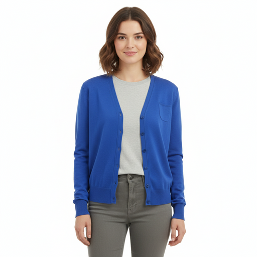 Maglierie di Perugia Cotton Silk Blend Mens Electric Blue Cardigan