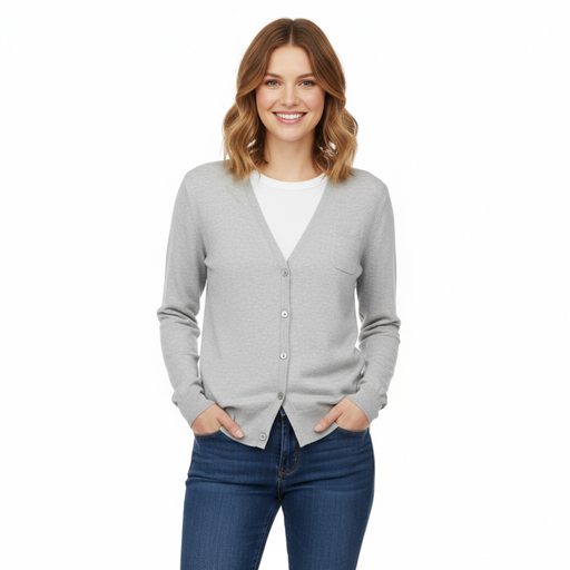 Maglierie di Perugia Cotton Silk Blend Mens Grey Cardigan