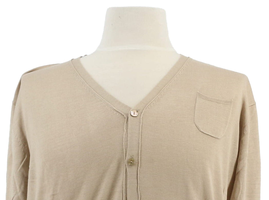 Maglierie di Perugia Cotton Silk Blend Mens Beige Cardigan-XL