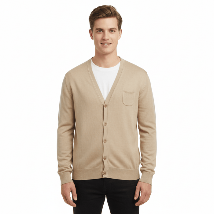 Maglierie di Perugia Cotton Silk Blend Mens Beige Cardigan-XL