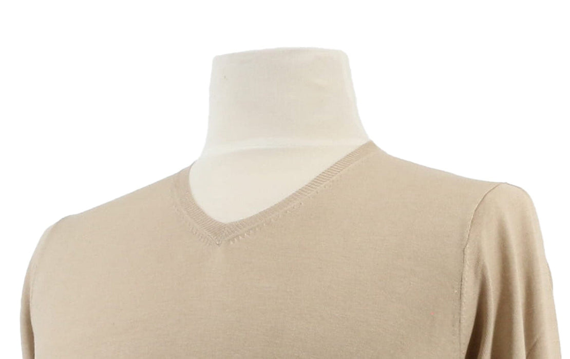 Maglierie di Perugia Cashmere Silk Blend Mens Blue V-Neck Sweater-XS