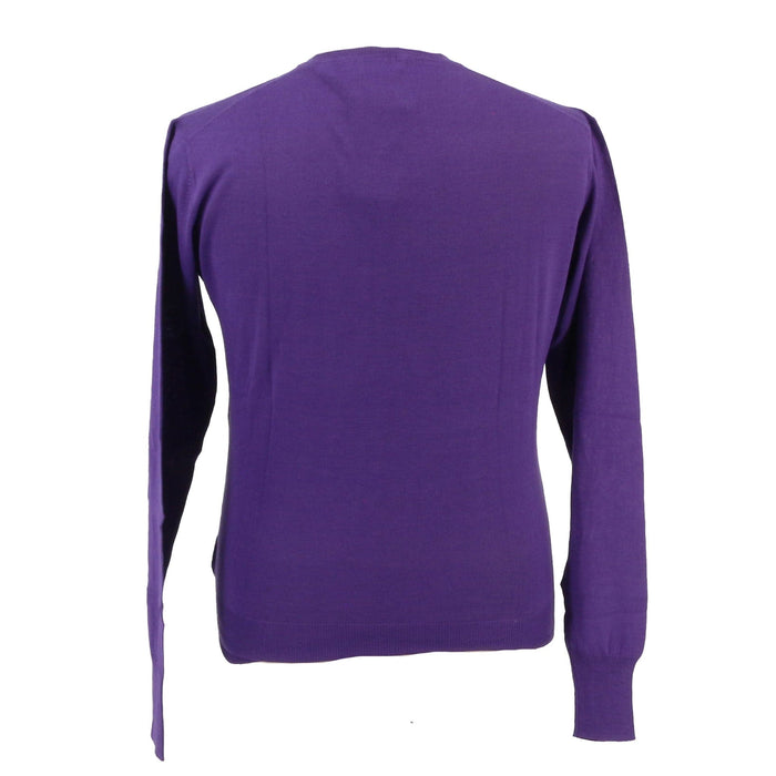 Maglierie di Perugia Cashmere Silk Blend Mens Purple V-Neck Sweater-S