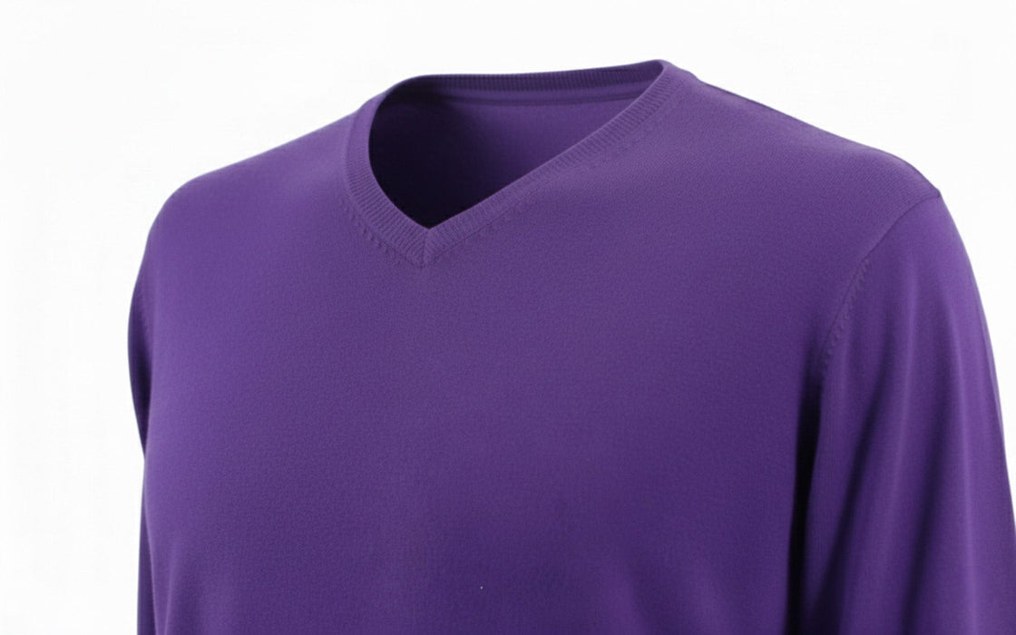Maglierie di Perugia Cashmere Silk Blend Mens Purple V-Neck Sweater-S