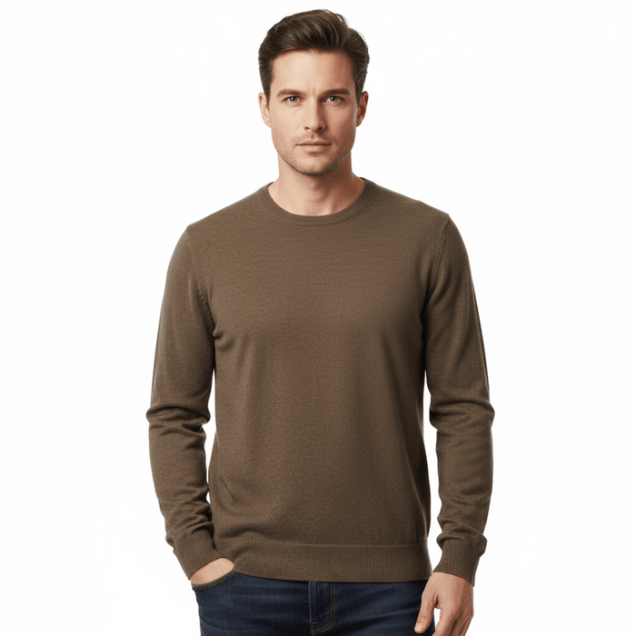 Maglierie di Perugia Cashmere Silk Blend Mens Brown Crewneck Sweater-XL