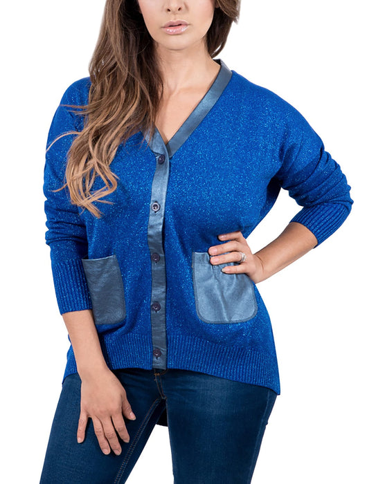 Maglierie Di Perugia V-Neck Electric Blue Lurex Cardigan