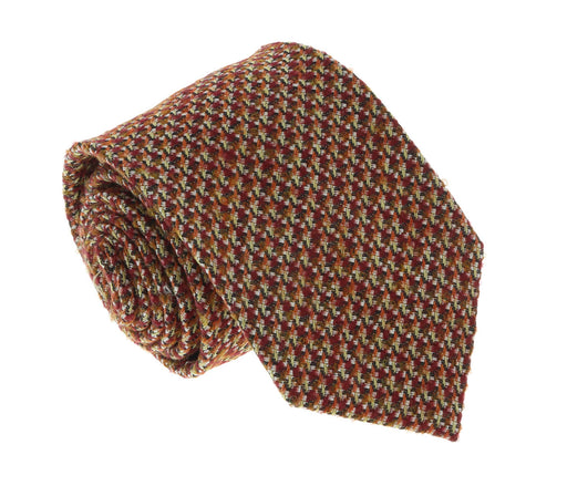 Missoni U5090 Burgundy/Brown Basketweave 100% Silk Tie