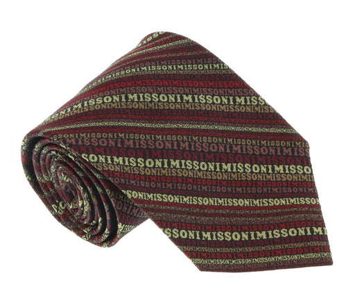 Missoni U5022 Burgundy/Gold Candy Cane 100% Silk Tie