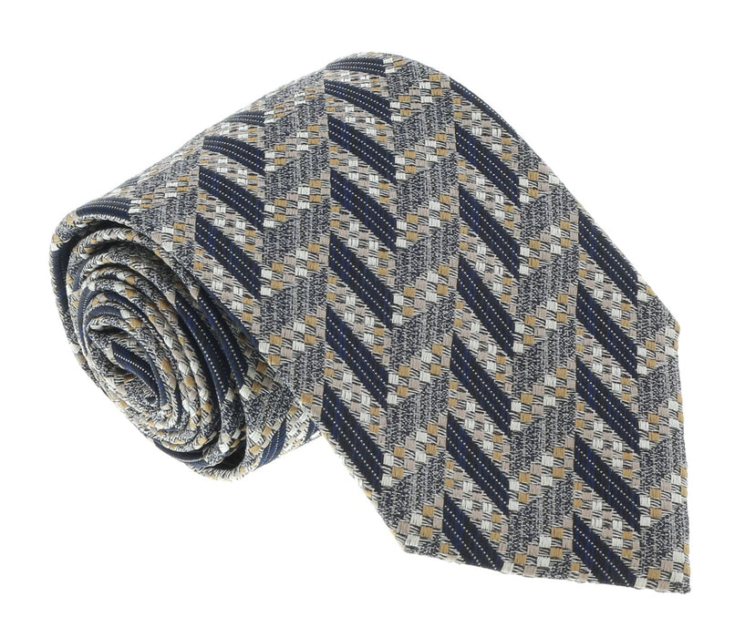 Missoni U5097 Silver/Gold Chevron 100% Silk Tie