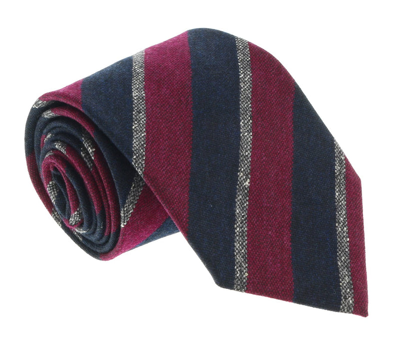 Missoni U5121 Burgundy/Navy Repp 100% Silk Tie