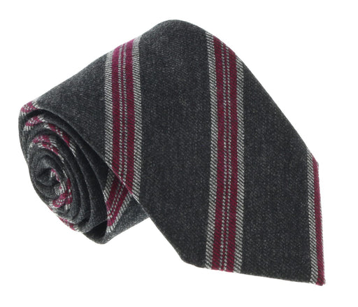 Missoni U5144 Gray/Fuschia Regimental 100% Silk Tie