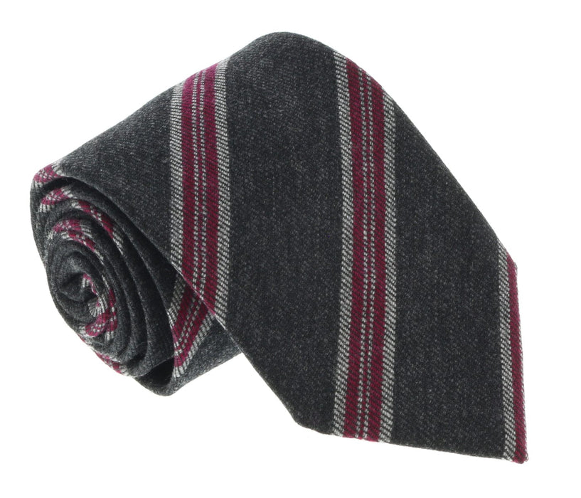 Missoni U5144 Gray/Fuschia Regimental 100% Silk Tie