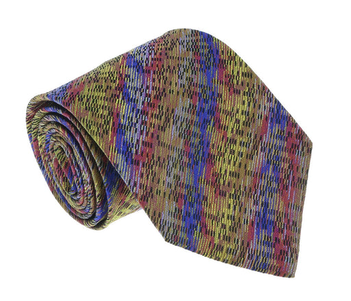 Missoni U8006 Gold/Blue Bar Code 100% Silk Tie