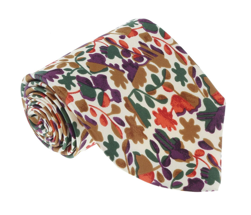Missoni U1444 Cream/Green Floral 100% Silk Tie