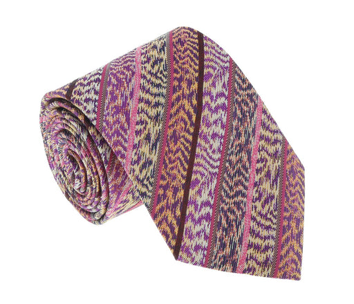 Missoni U4305 Pink/Purple Flame Stitch 100% Silk Tie