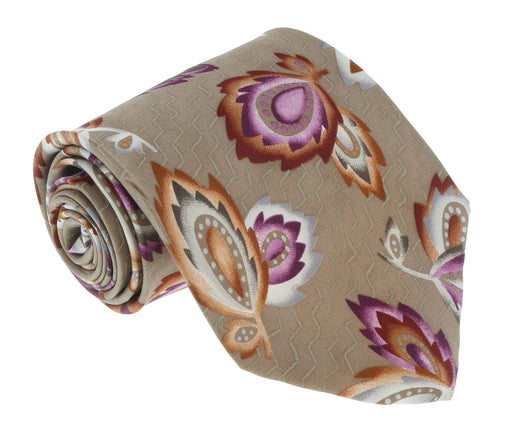 Missoni U1452 Khaki/Purple Chinoiserie 100% Silk Tie
