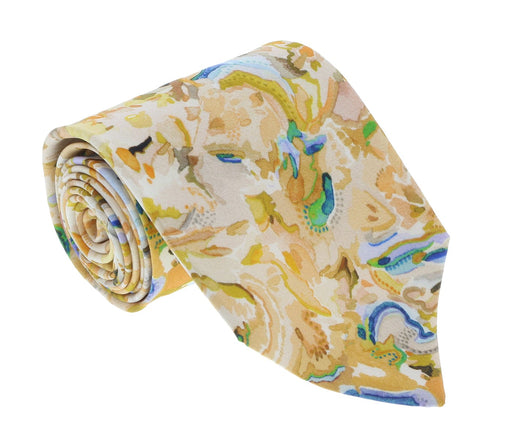 Missoni U1977  Peach/Brown Floral 100% Silk Tie