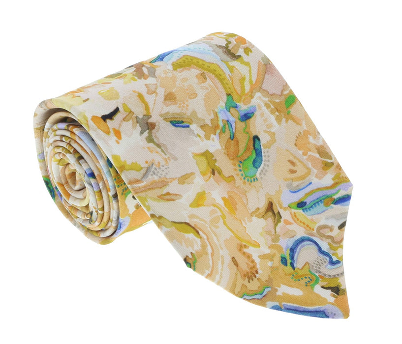 Missoni U1977  Peach/Brown Floral 100% Silk Tie