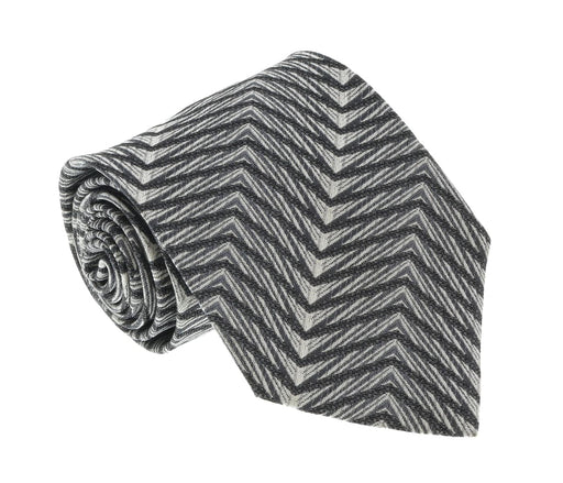 Missoni I0822 Black/Cream Herringbone 100% Silk Tie
