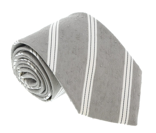 Missoni U4221 Gray/Cream Regimental 100% Silk Tie