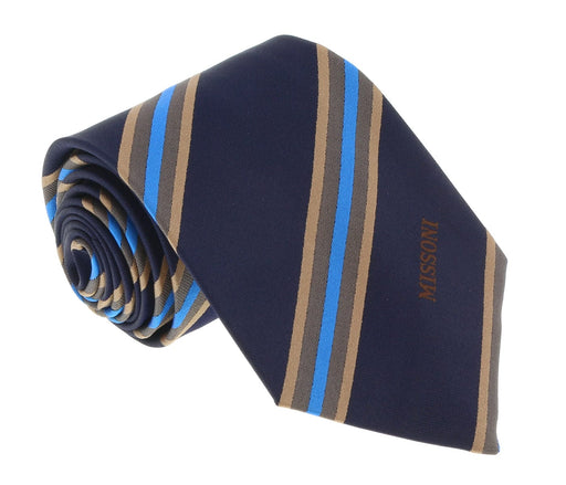 Missoni U5029 Navy/Gold Regimental 100% Silk Tie