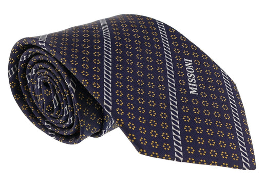Missoni Micro Floral Navy Blue/Gold Woven 100% Silk Tie