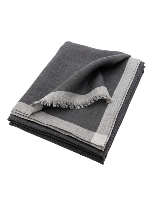 Lanvin Soft Luxurious Linen Cotton Blend Gray Fringe Scarf