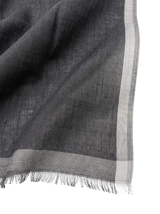 Lanvin Soft Luxurious Linen Cotton Blend Gray Fringe Scarf