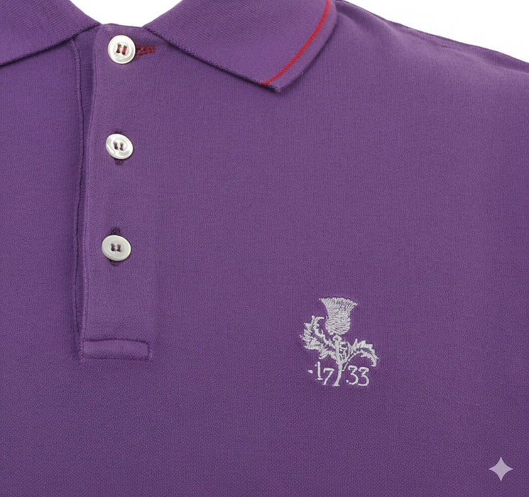 Piacenza Pure Cotton Purple Short Sleeve Polo Shirt-S
