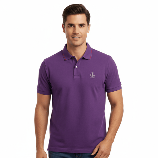 Piacenza Pure Cotton Purple Short Sleeve Polo Shirt-S