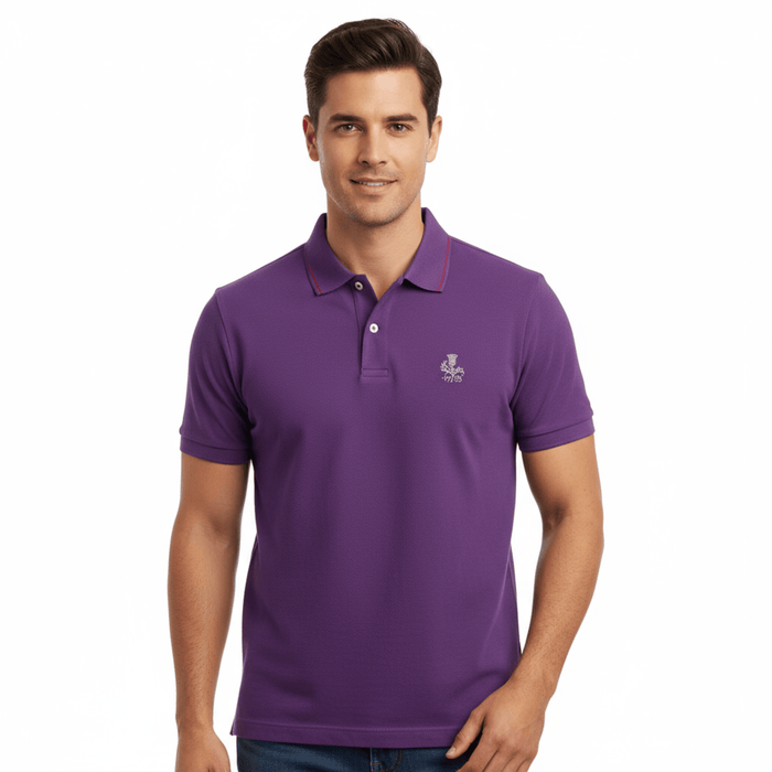 Piacenza Pure Cotton Purple Short Sleeve Polo Shirt-S