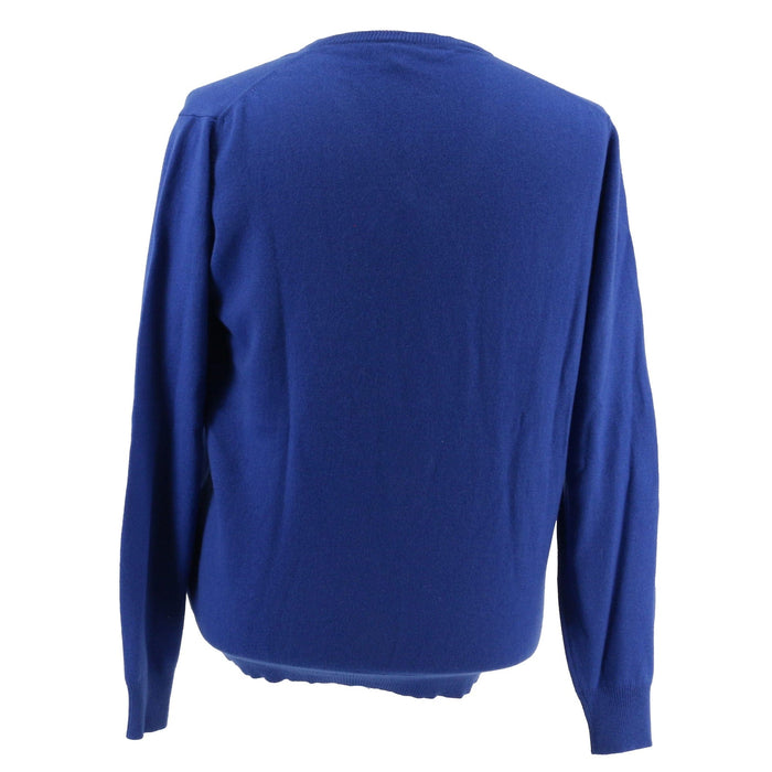Defective Piacenza Pure Cashmere Blue V-neck Long Sleeve Sweater-L