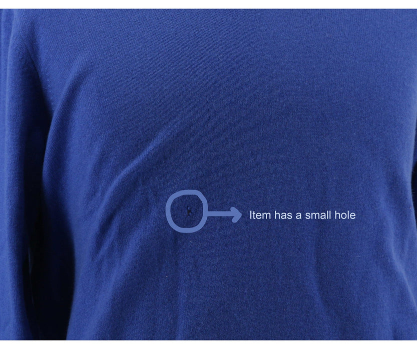 Defective Piacenza Pure Cashmere Blue V-neck Long Sleeve Sweater-L