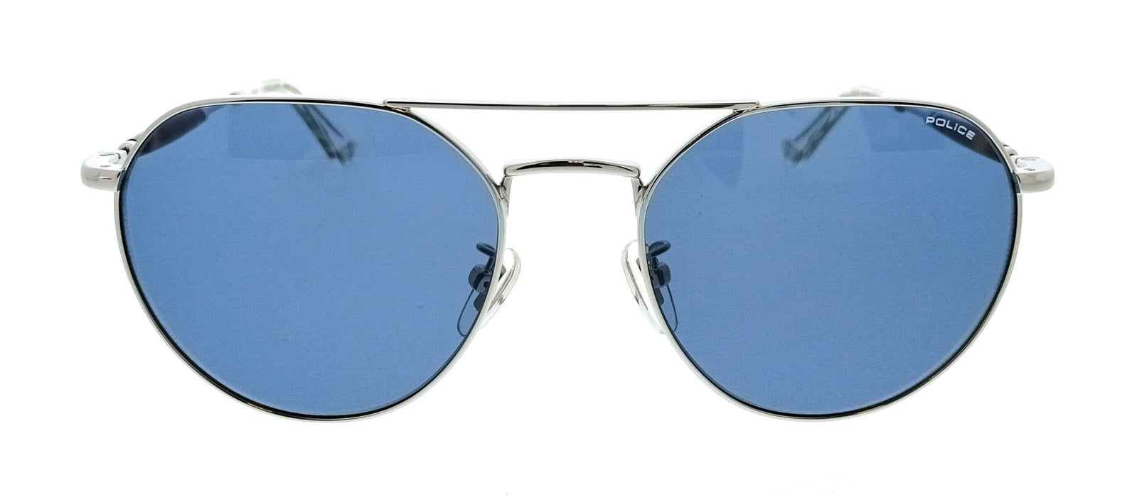 POLICE PLF14 579 Silver Geometric Unisex Sunglasses