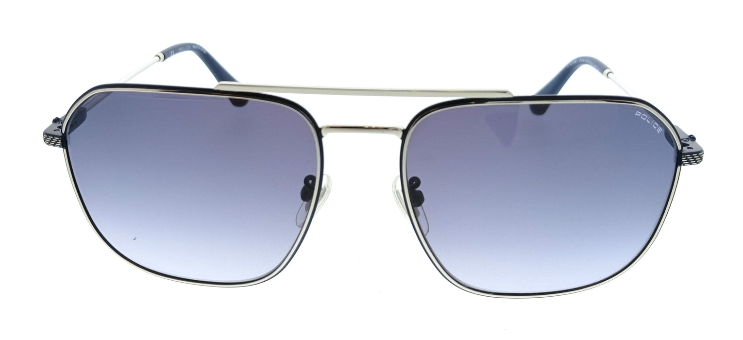 POLICE PLF64 579 Silver Geometric Mens Sunglasses
