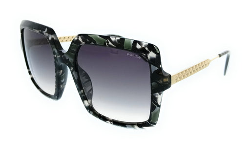 POLICE PLG20 06RT Shiny Green Havana+Black Square Womens Sunglasses