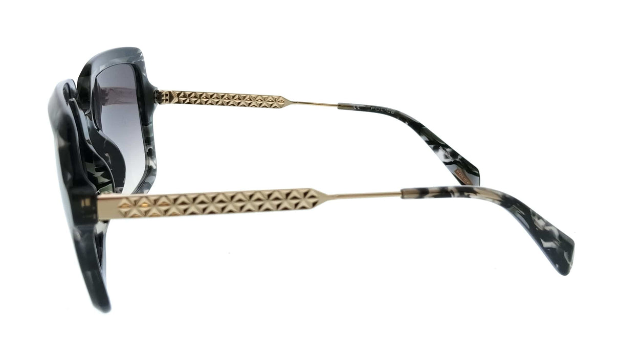POLICE PLG20 06RT Shiny Green Havana+Black Square Womens Sunglasses